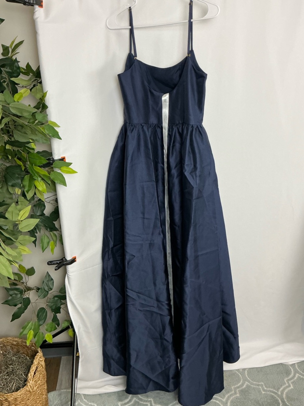 Dessy Collection Navy Satin Scoop-Neck Maxi Dress - Picture 3 of 7